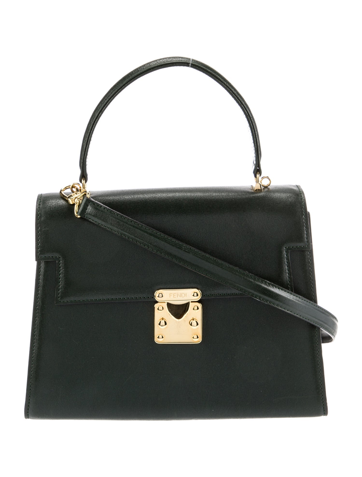 Fendi Vintage Leather Top Handle Bag Black Handle Bags, Handbags FEN307658 The RealReal