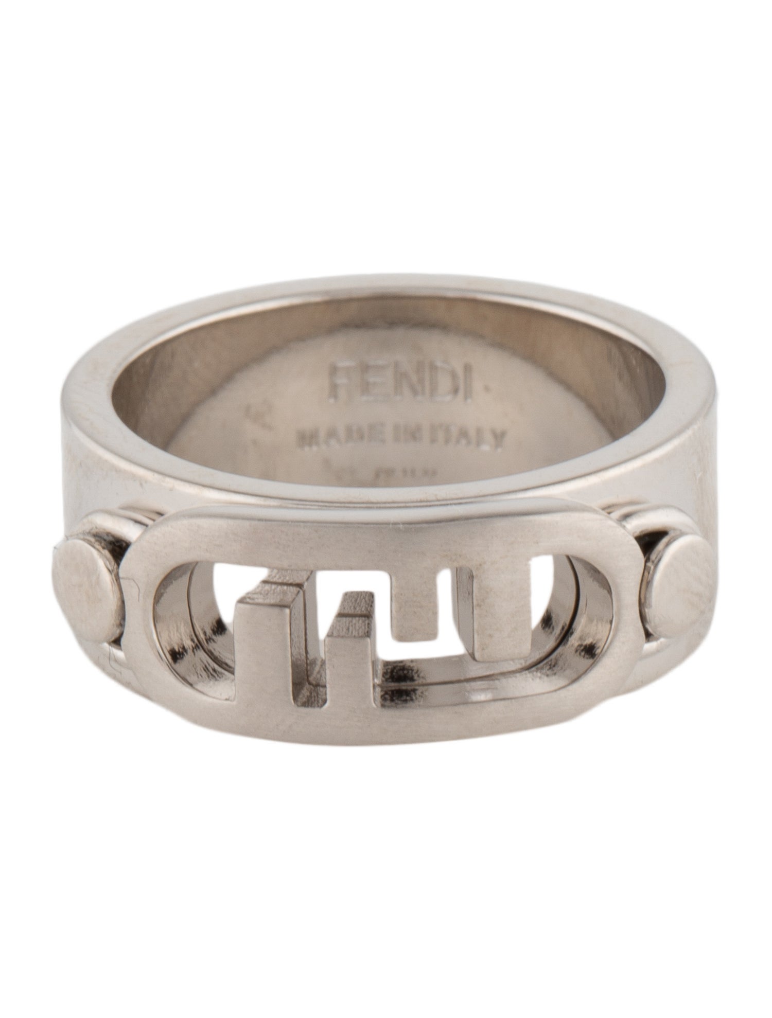 Fendi FF O'Lock Band Ring - Silver-Tone Metal Band, Rings