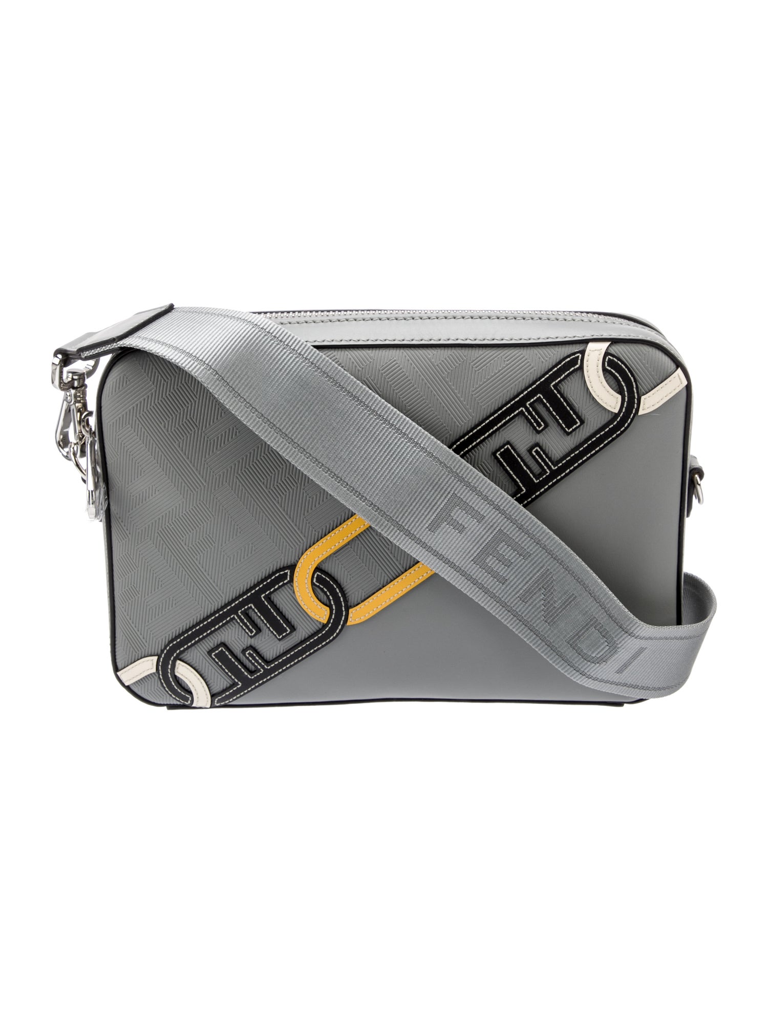 Fendi 2022 FF Embossed Medium O'Lock Camera Bag Grey Messenger Bags, Bags FEN308074 The