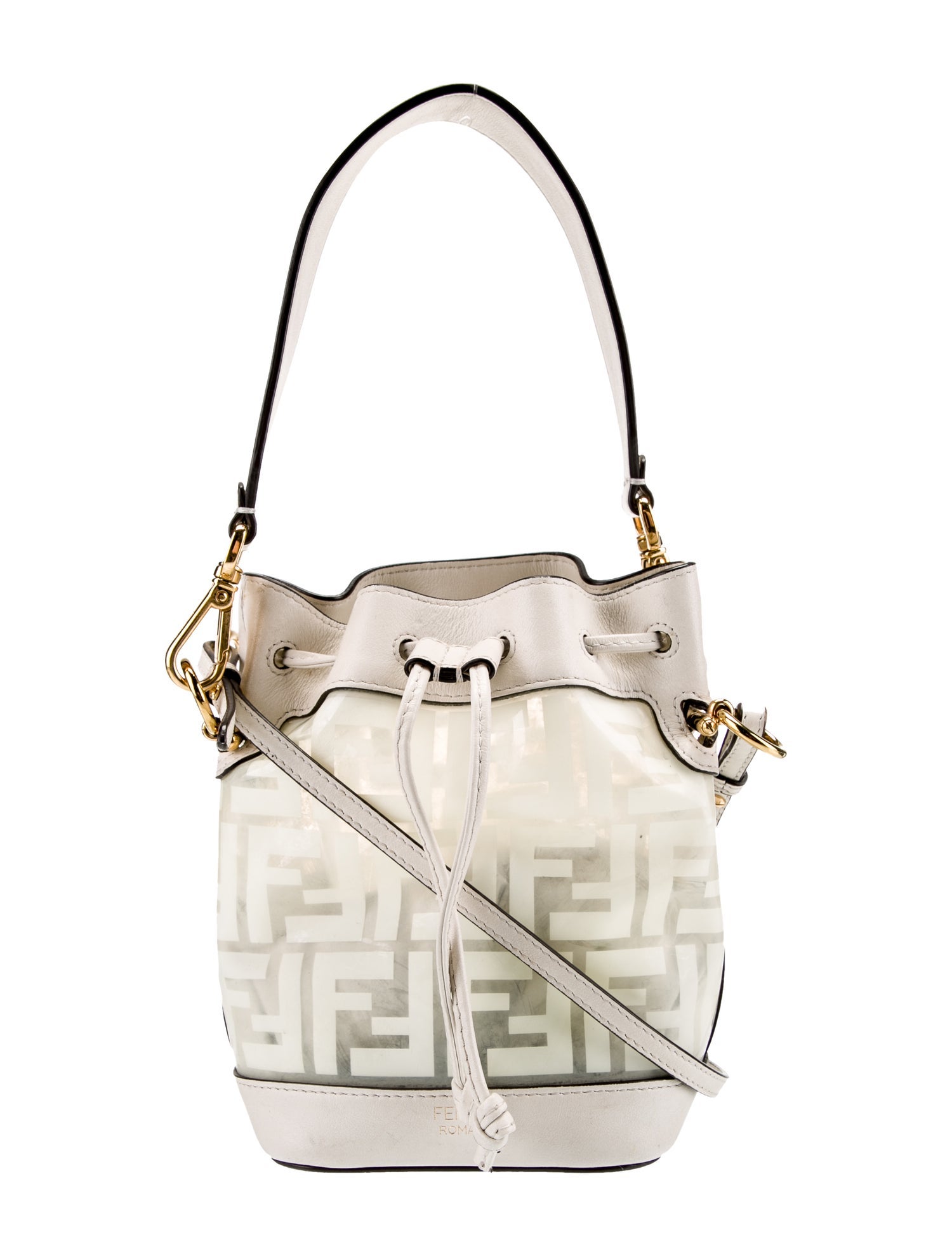 White fendi bucket discount bag