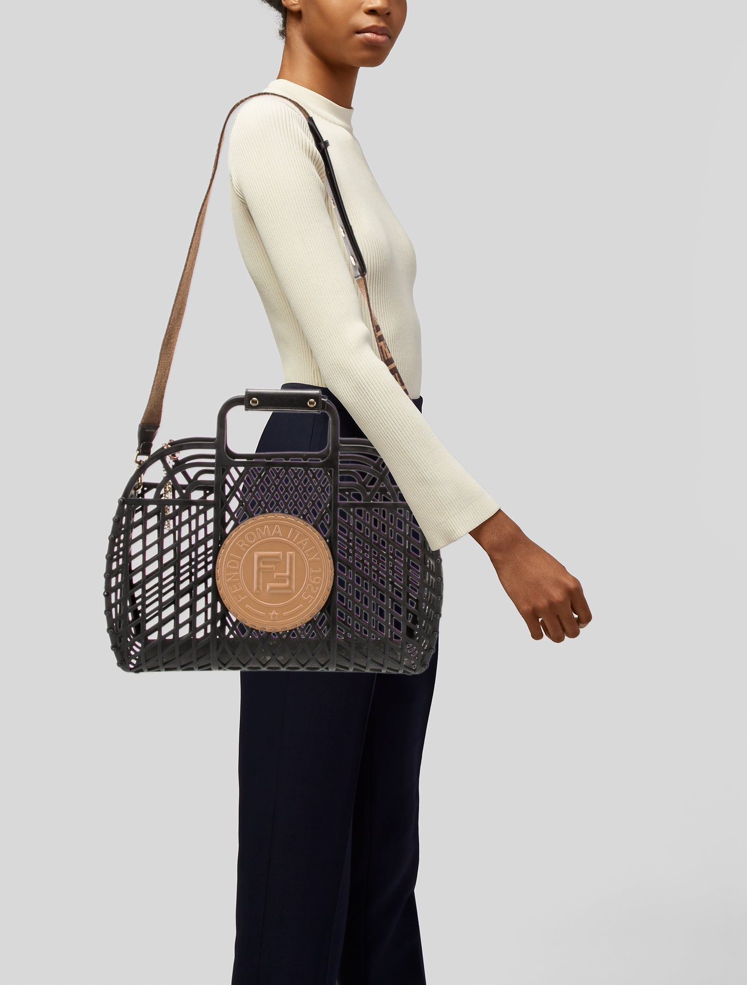 Fendi 2022 Plastic Medium Basket Bag - Black Totes, Handbags