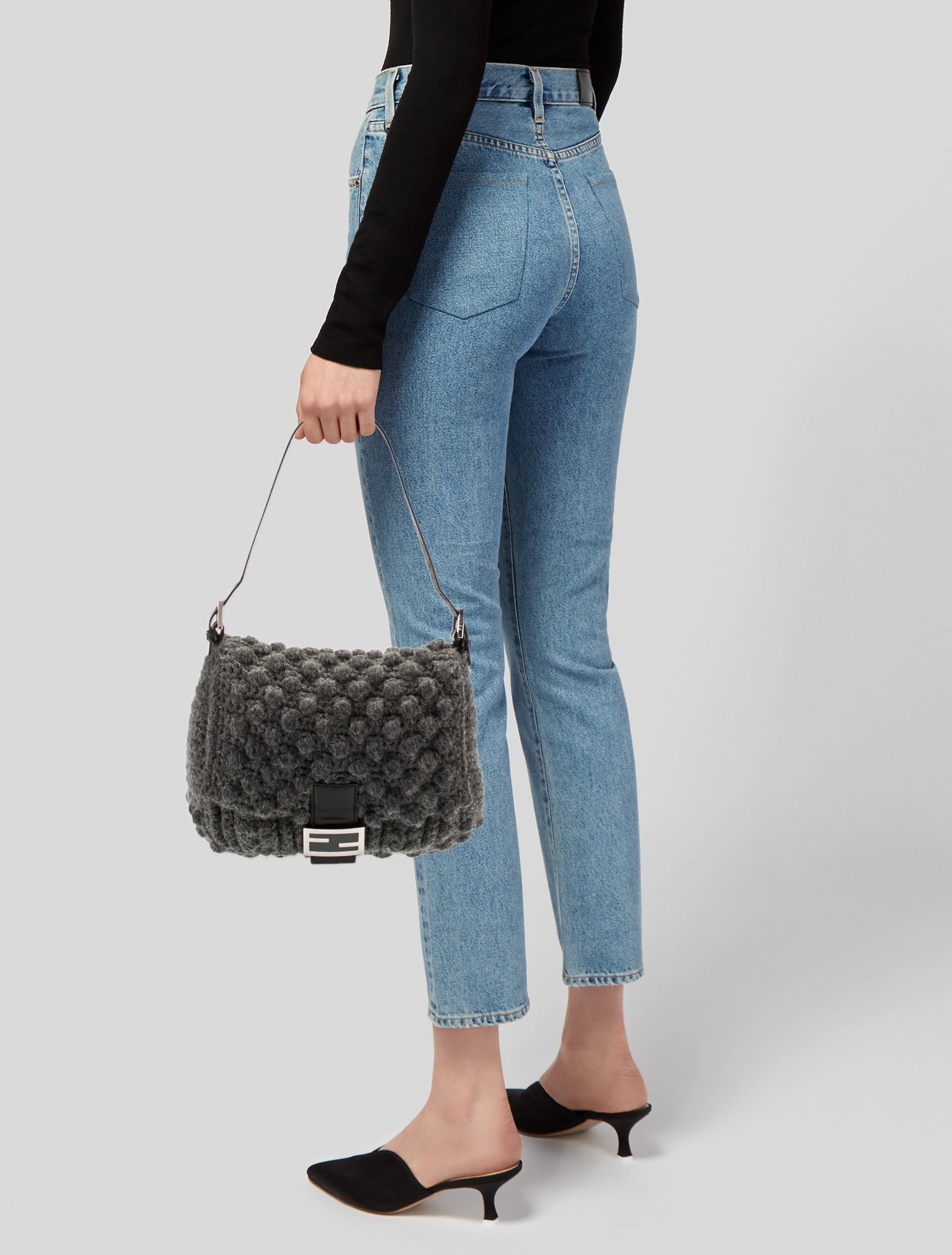Fendi Vintage Crochet Wool Mamma Forever Baguette