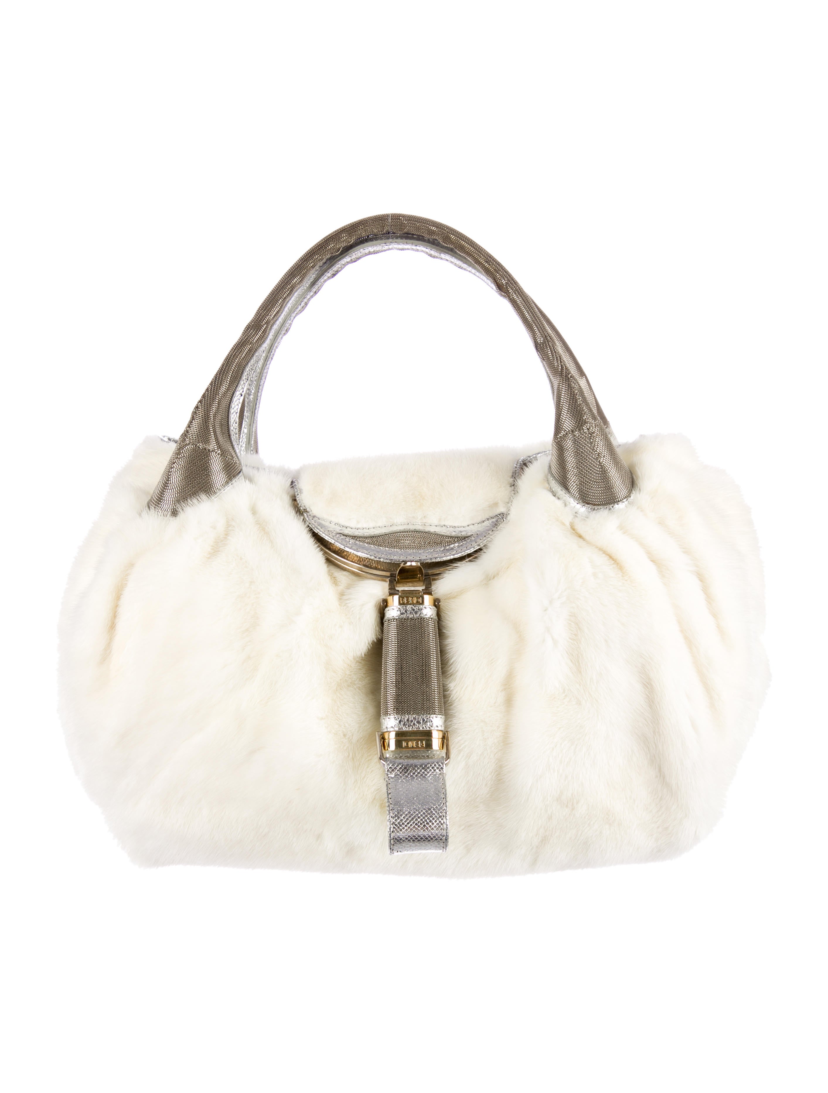 Fendi Mink Fur Spy Bag Silver Handle Bags, Handbags FEN31531 The