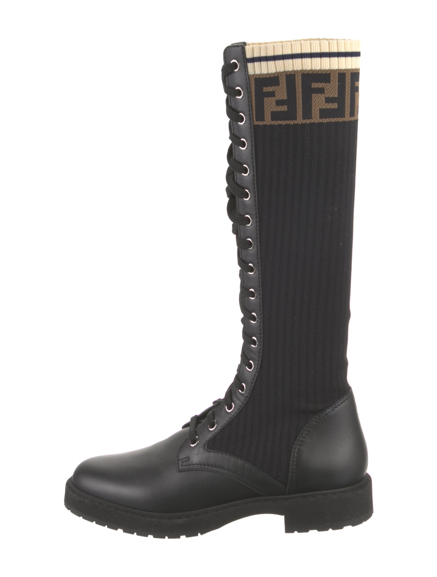 Fendi Zucca FF Logo Printed Combat Boots