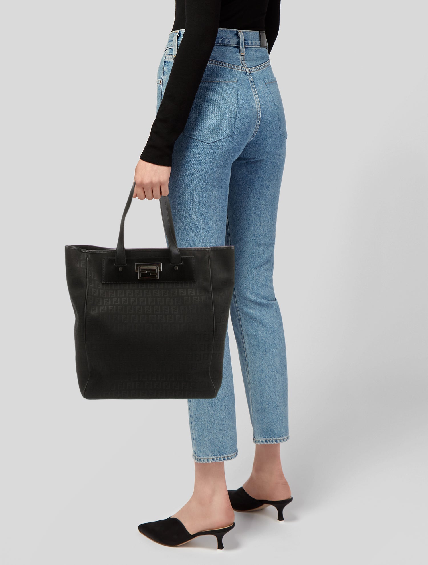 Fendi Leather-Trimmed Zucchino Tote