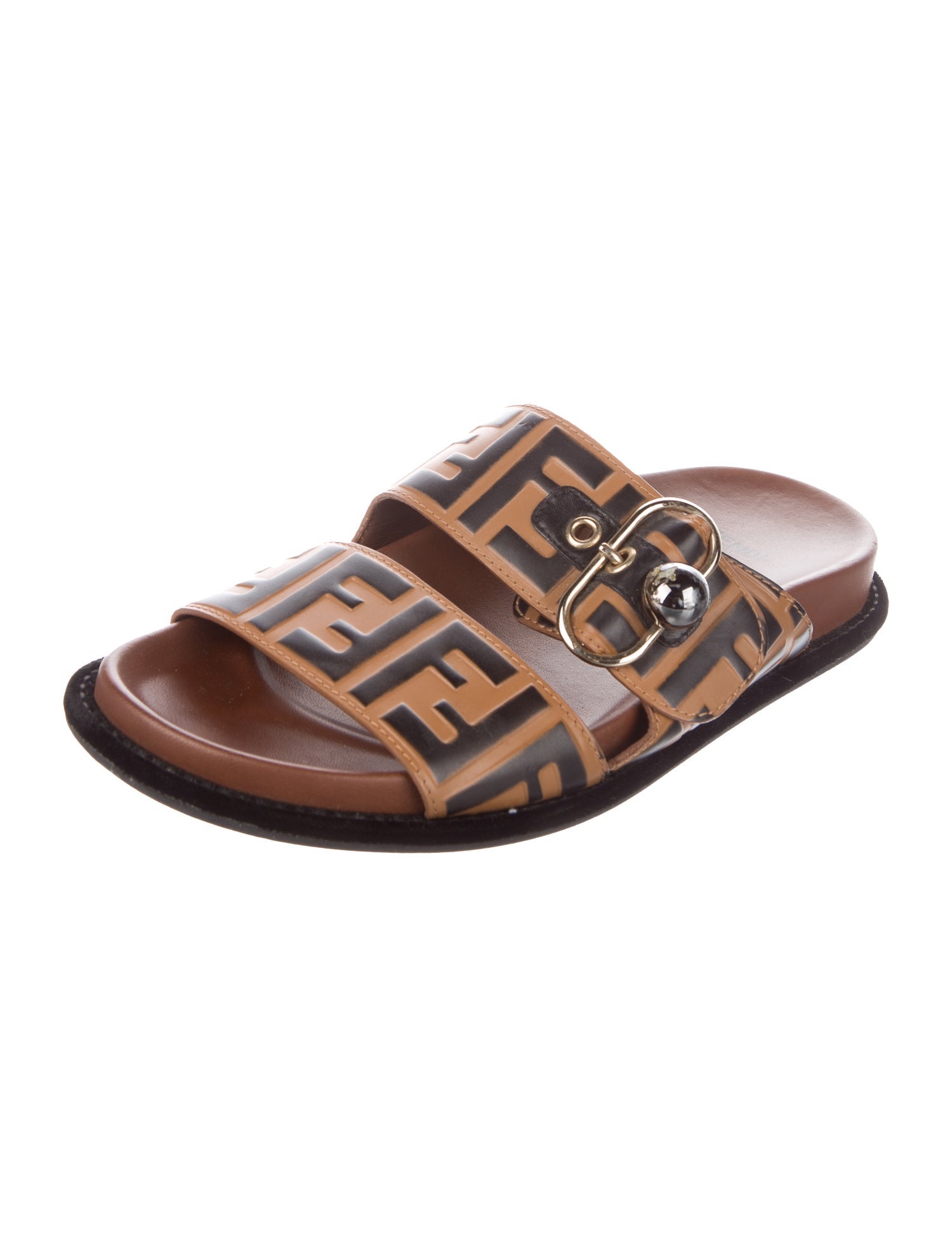 Fendi Leather Printed Slippers