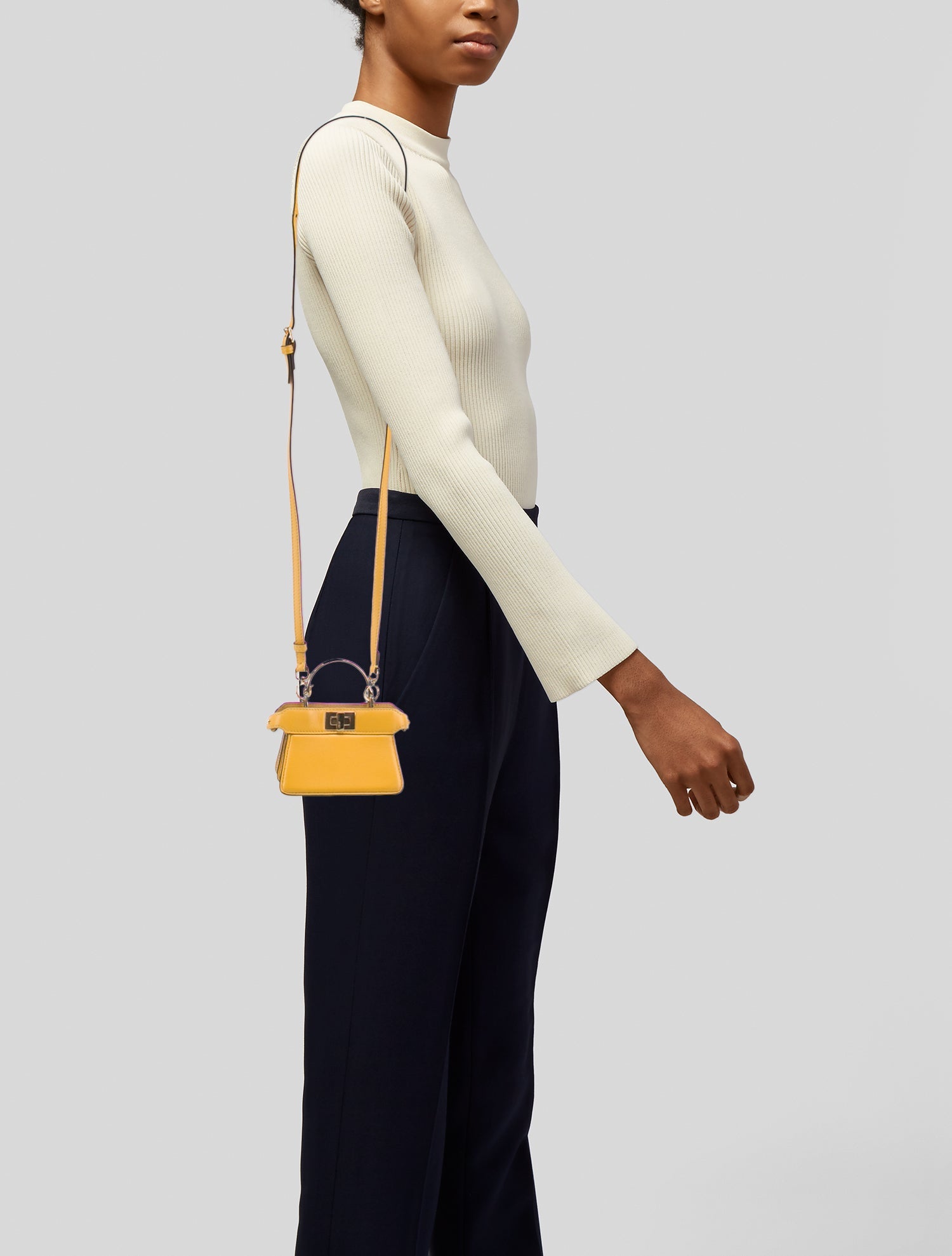 【FENDI】Nano Peekaboo Maxi Handle ★関税送料込み FENDI Nappa Rainbow Inlay Nano Peekaboo Maxi Handle Satchel