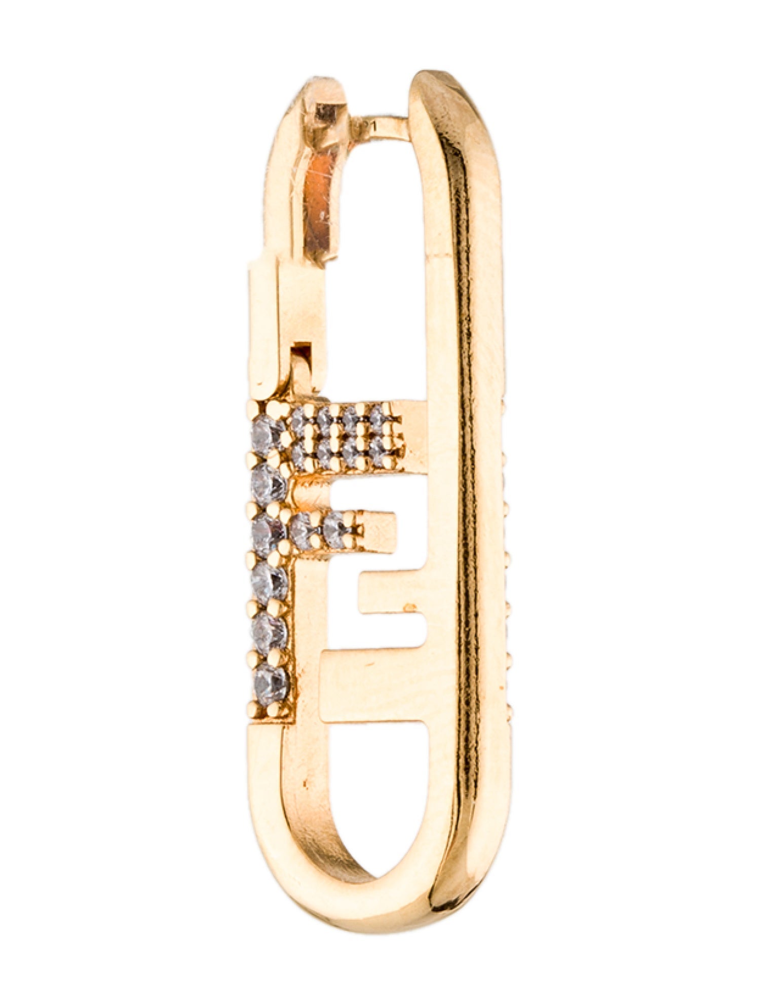 Fendi O'lock Crystal Embellished Single Earring - Gold-Tone