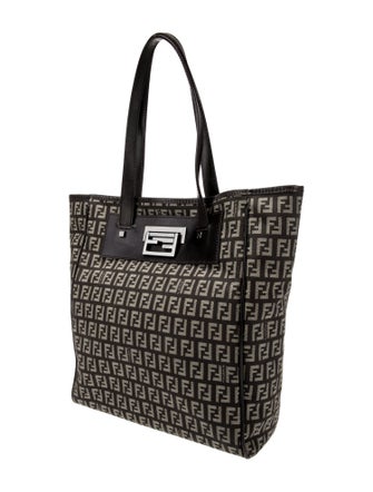 Fendi Leather-Trimmed Zucchino Shopping Tote