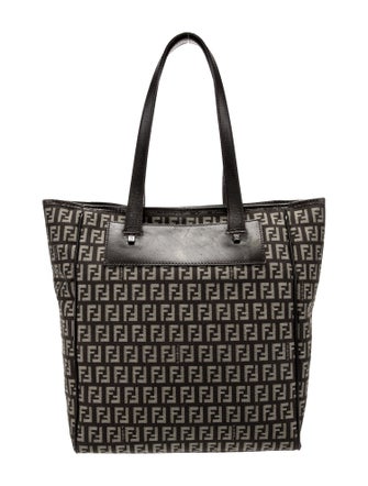 Fendi Leather-Trimmed Zucchino Shopping Tote