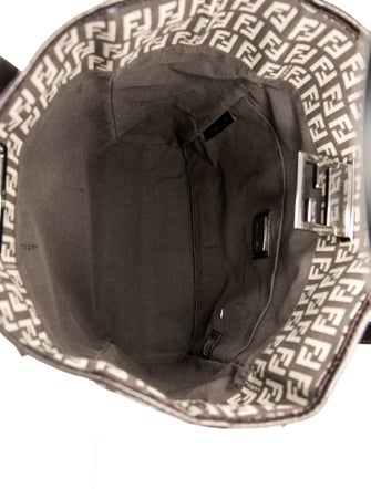 Fendi Leather-Trimmed Zucchino Shopping Tote