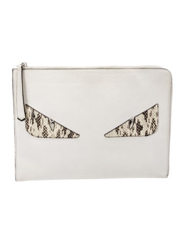 Fendi Clutches Python-Trimmed Monster Clutch