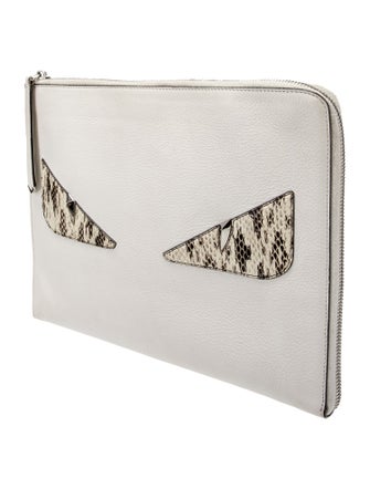 Fendi Python-Trimmed Monster Clutch