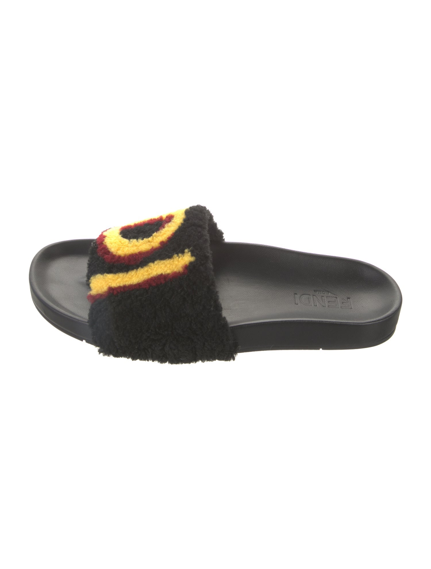Fendi Shearling Graphic Print Slides