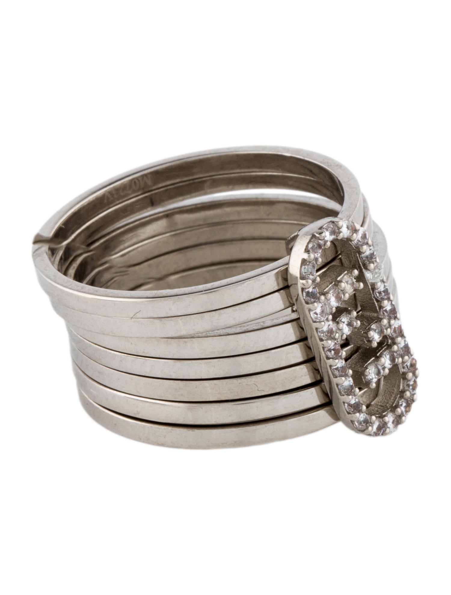 Fendi Crystal Logo Cocktail Ring