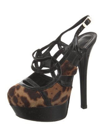 Fendi Calf Hair Animal Print Slingback Pumps