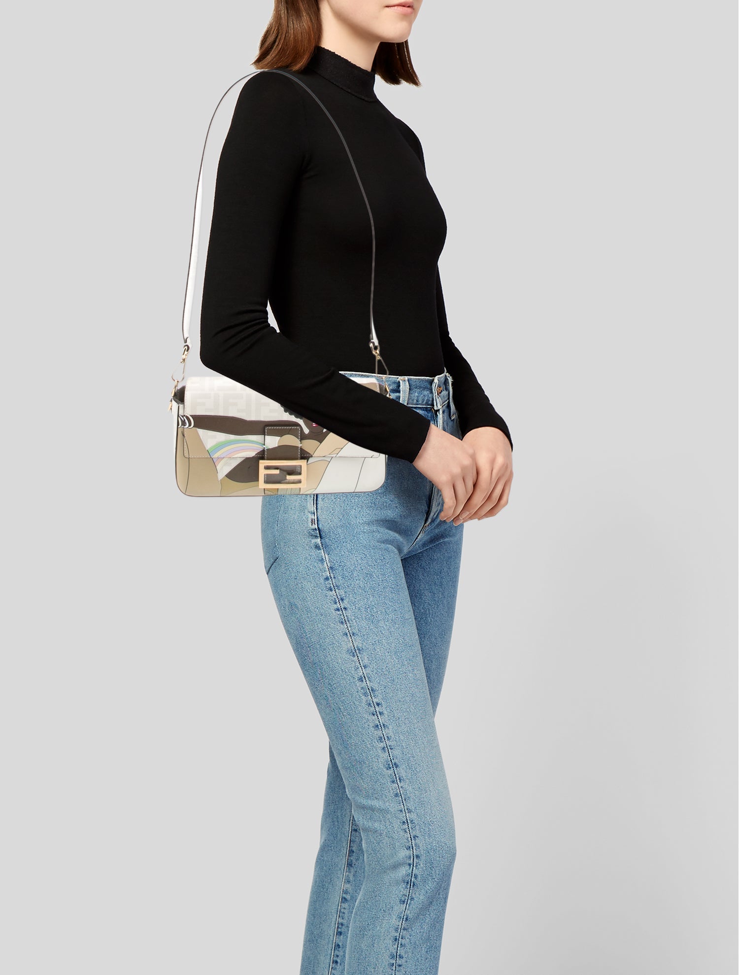 【FENDI】BAGUETTE BALLERINA◆8F8689AOLL Fendi Python-Accented Sequin Baguette - Pink Shoulder Bags