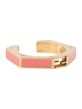 Fendi Enamel Logo Baguette Hexagon Band Ring