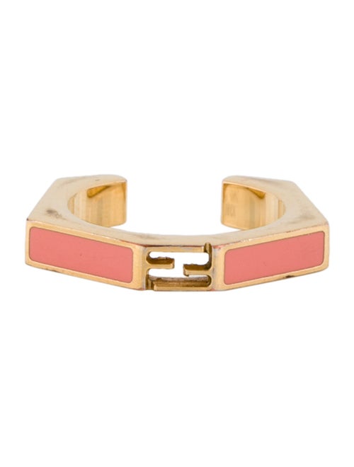 Fendi Enamel Logo Baguette Hexagon Band Ring