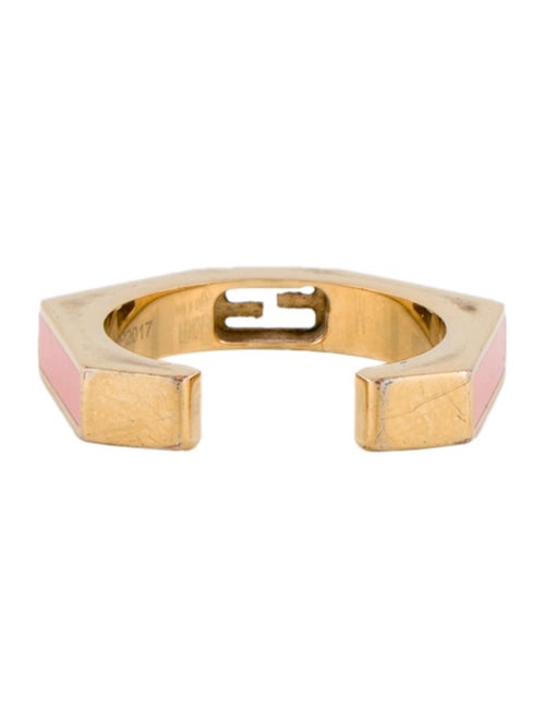 Fendi Enamel Logo Baguette Hexagon Band Ring