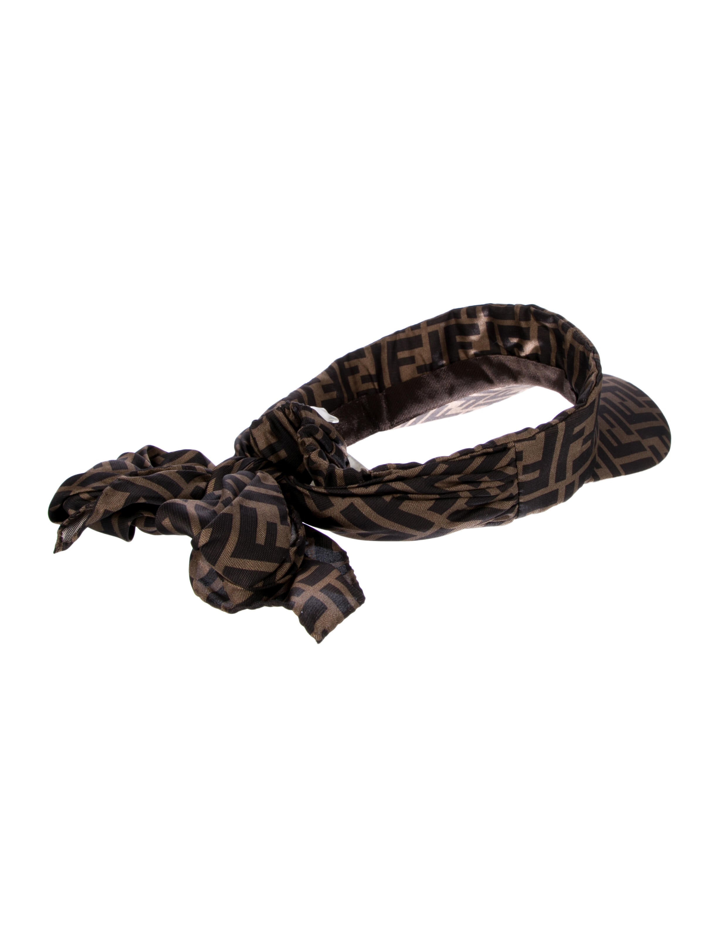 FENDIフェンディ　サンバイザー Fendi Silk Zucca FF Visor Hat - Brown Hats, Accessories