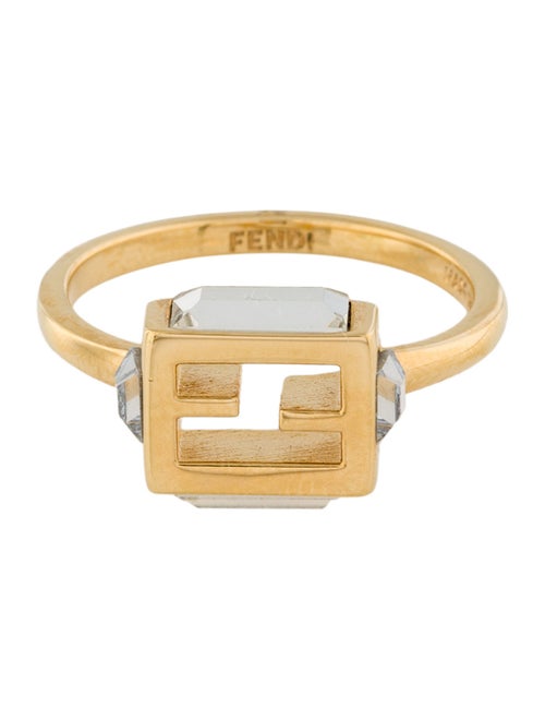 Fendi Crystal Logo Cocktail Ring