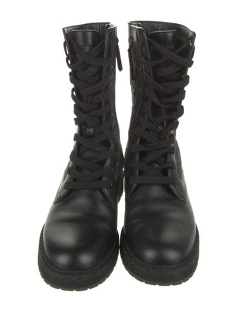Fendi Leather Printed Combat Boots