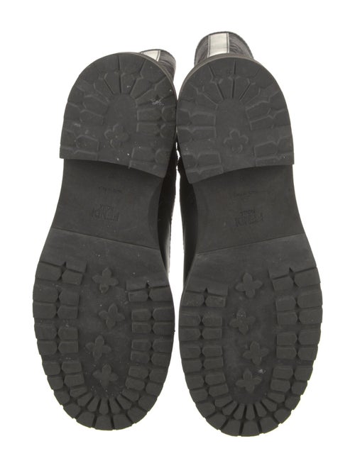 Fendi Leather Printed Combat Boots