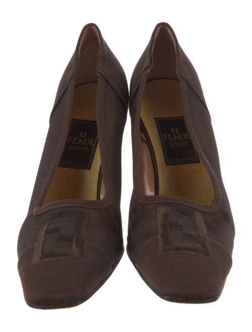 Fendi Zucca FF Logo Embroidered Accent Pumps