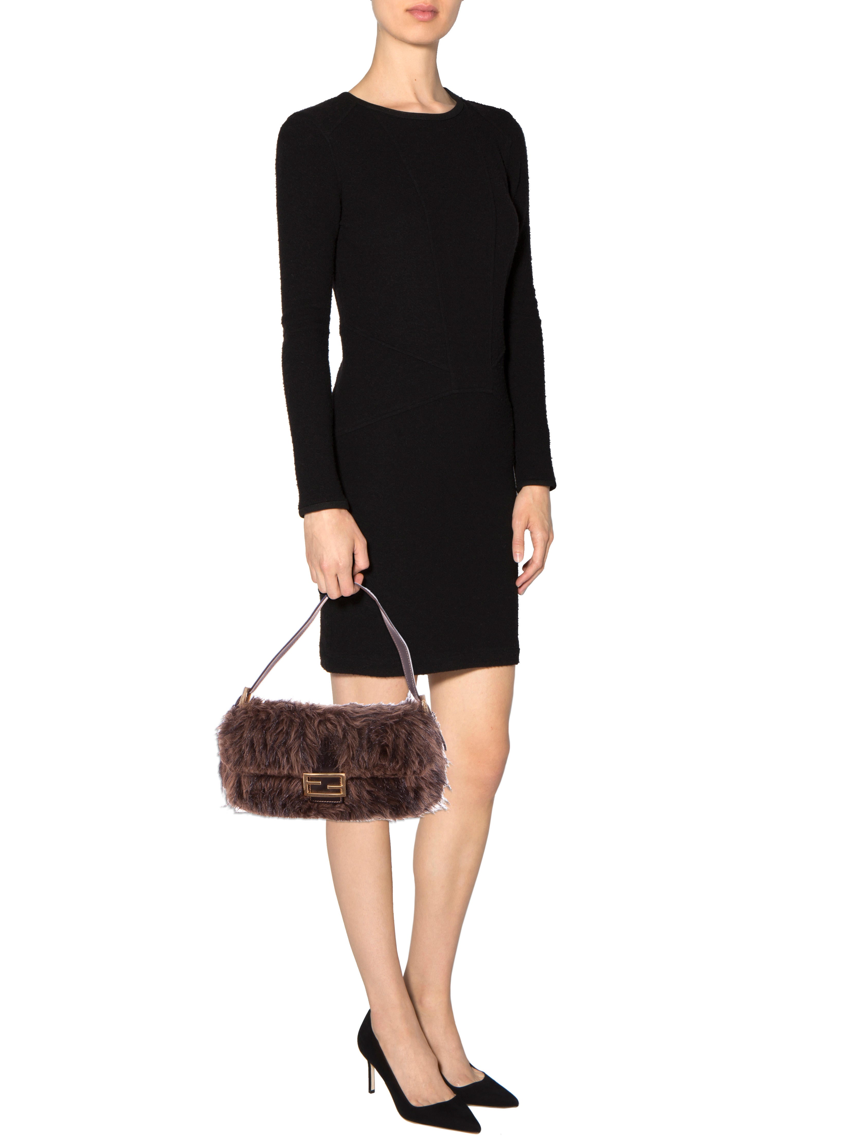 Fendi Faux Fur Shoulder Bag - Black Shoulder Bags, Handbags