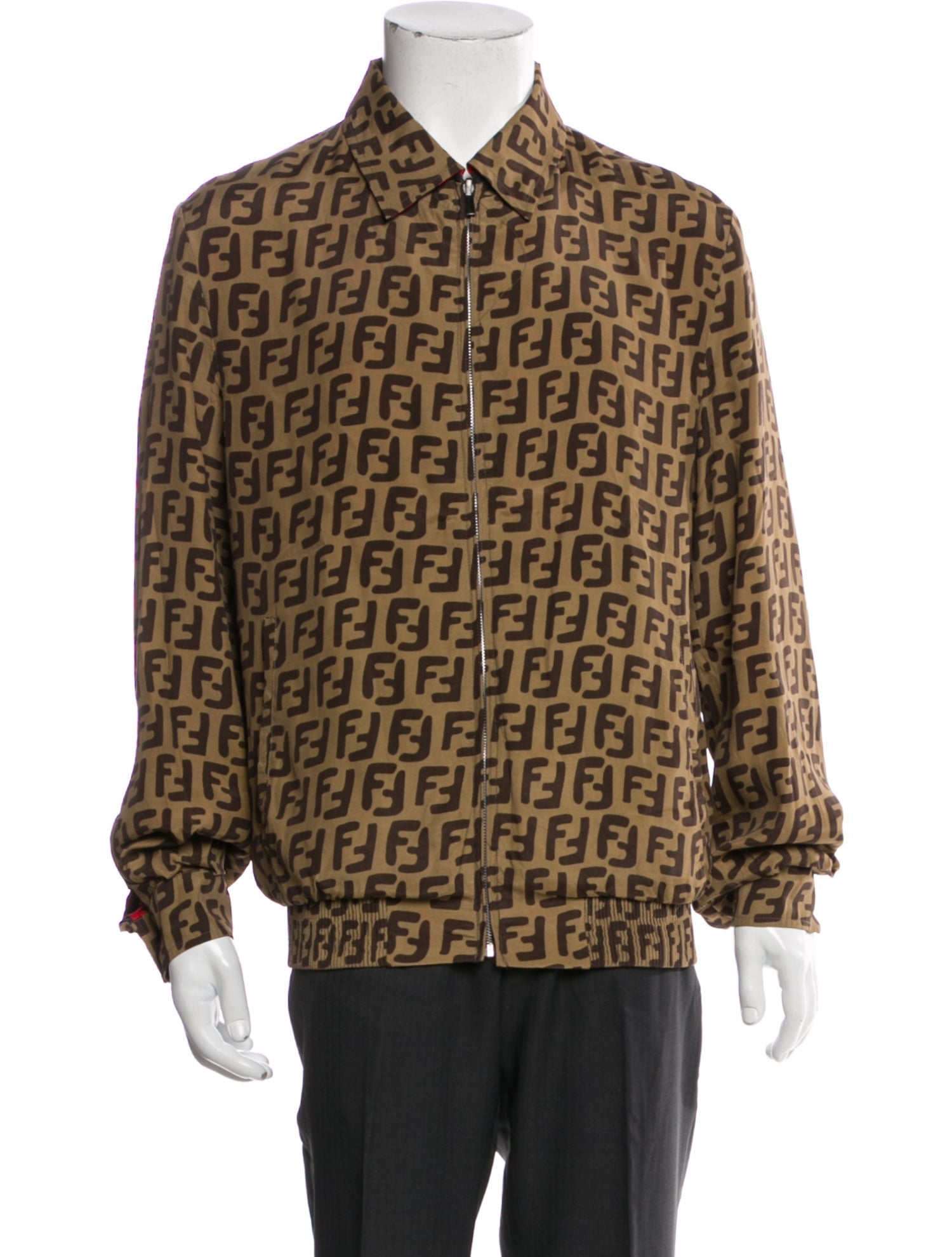 Fendi Zucca FF Logo Silk Trucker Jacket