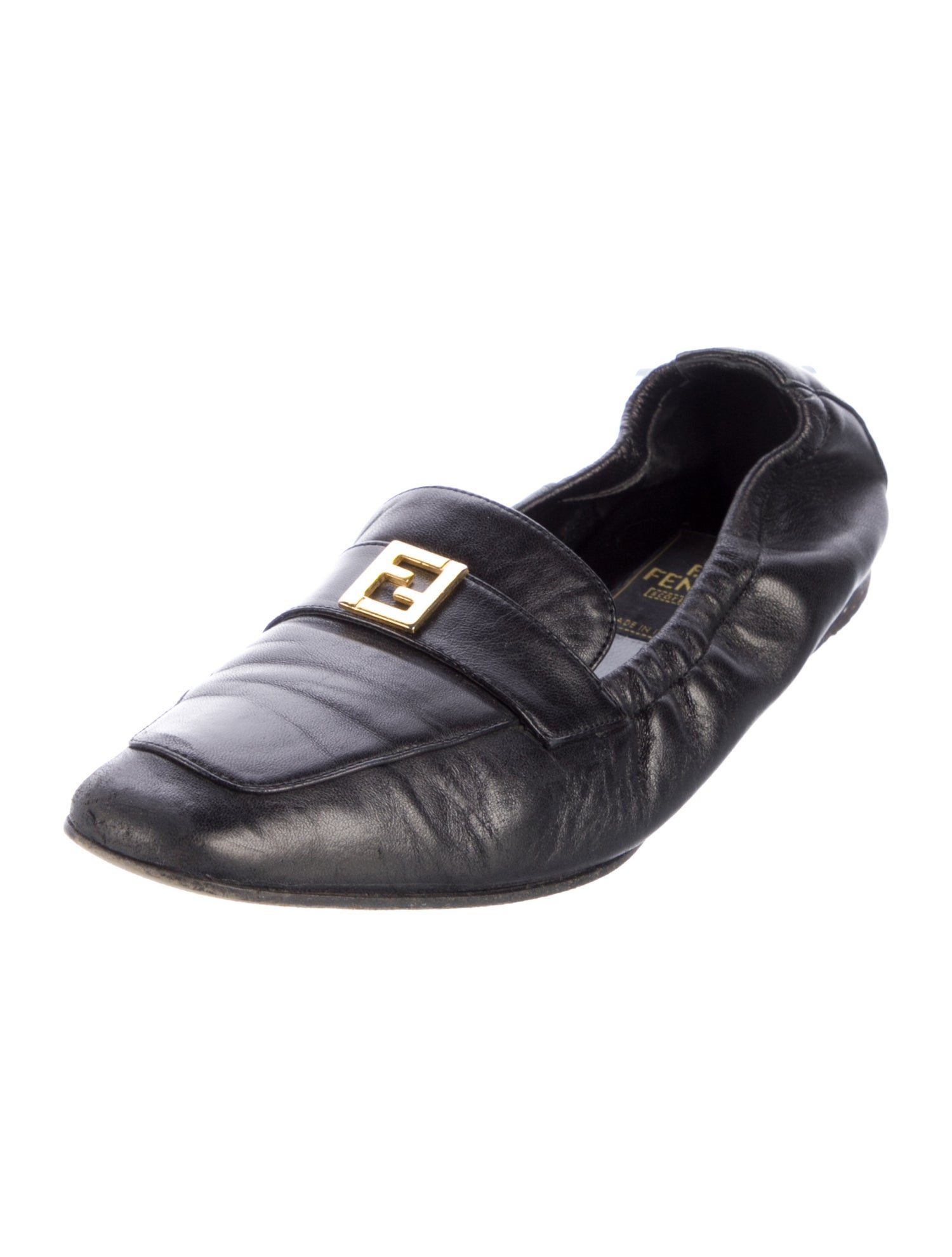 Fendi Zucca FF Logo Leather Loafers