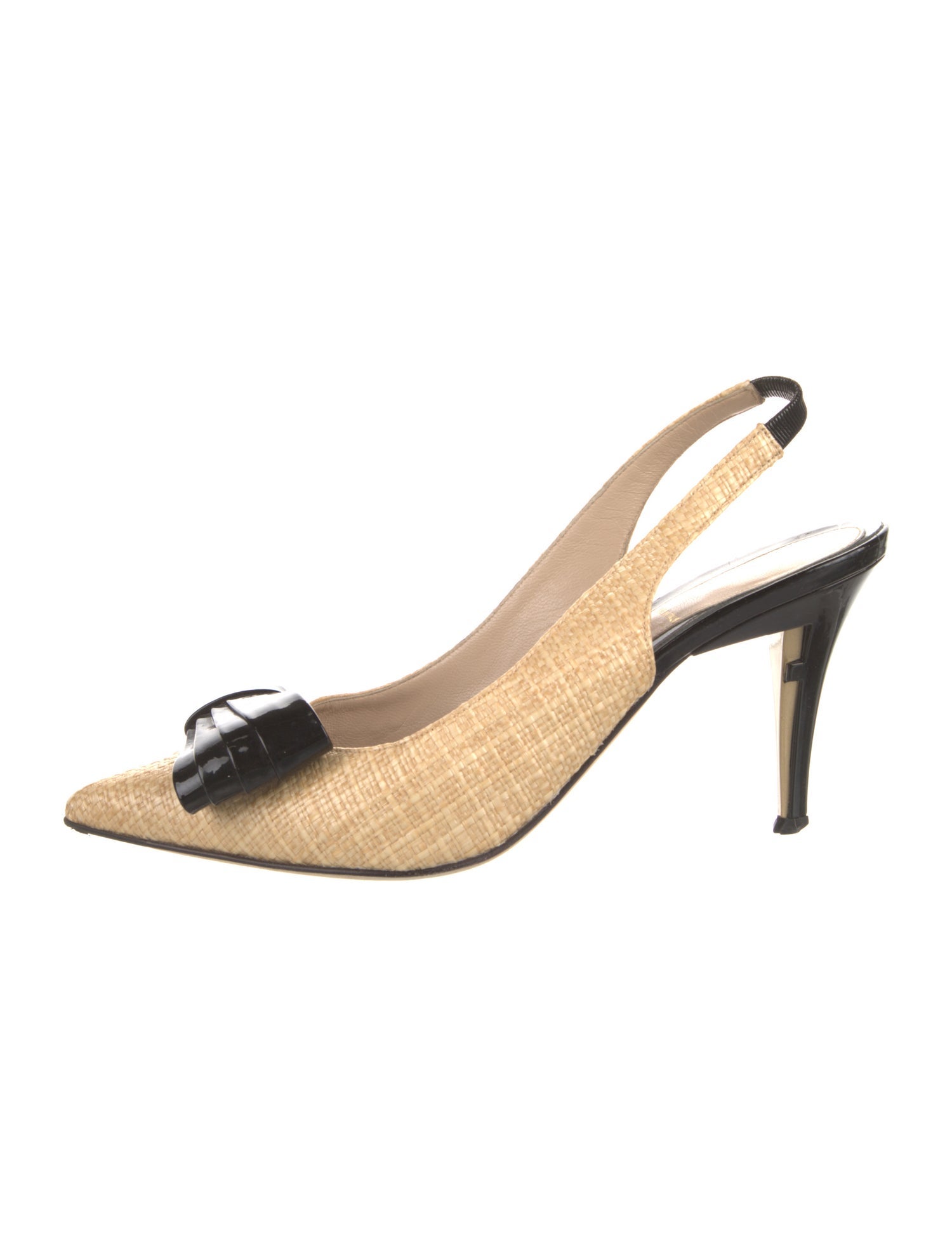 Fendi Raffia Colorblock Pattern Slingback Pumps
