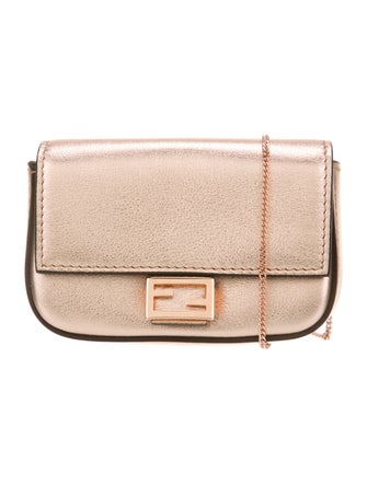 Fendi Leather Double Flap Baguette Nano