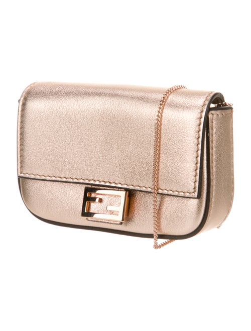 Fendi Leather Double Flap Baguette Nano