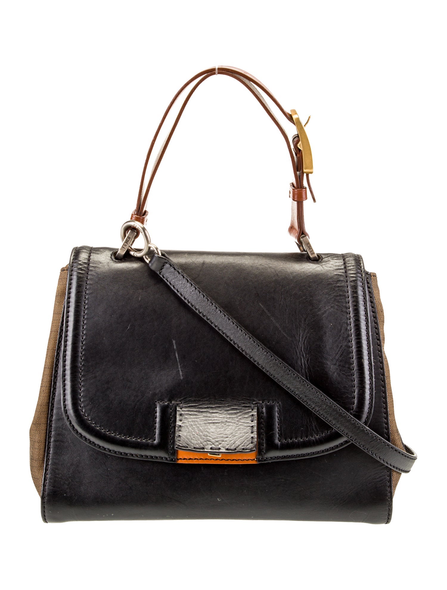 Fendi Leather Silvana - Black Handle Bags, Handbags - FEN355525