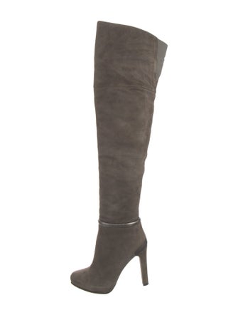 Fendi Suede Leather Trim Embellishment Boots