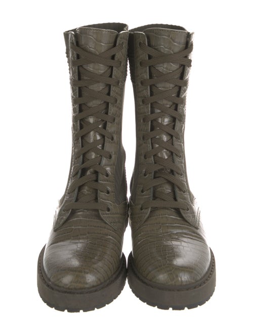 Fendi Embossed Leather Animal Print Combat Boots