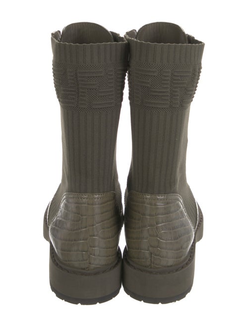 Fendi Embossed Leather Animal Print Combat Boots