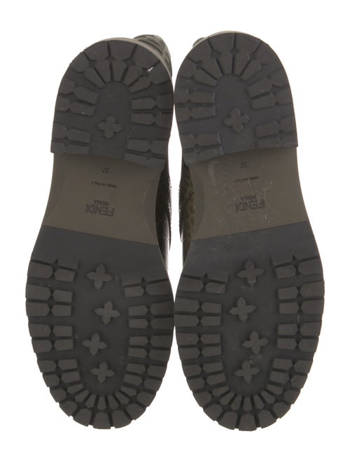 Fendi Embossed Leather Animal Print Combat Boots