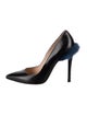 Fendi Leather Fur Trim Slingback Pumps