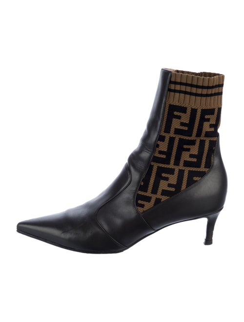 Fendi Zucca FF Logo Leather Sock Boots