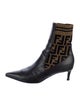 Fendi Zucca FF Logo Leather Sock Boots