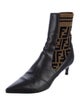 Fendi Zucca FF Logo Leather Sock Boots