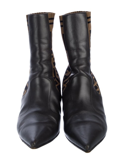 Fendi Zucca FF Logo Leather Sock Boots