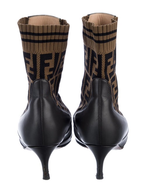 Fendi Zucca FF Logo Leather Sock Boots