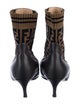 Fendi Zucca FF Logo Leather Sock Boots