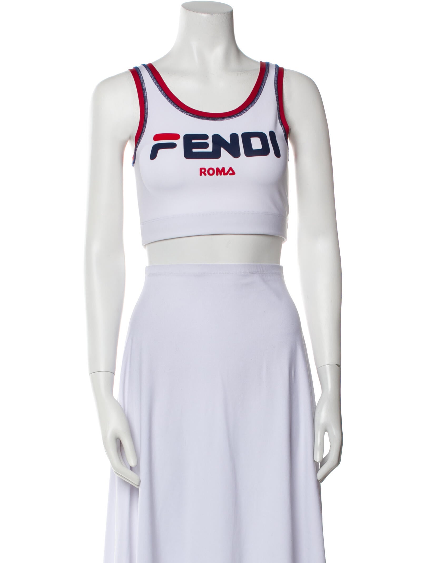 Fendi Graphic Print Scoop Neck Crop Top