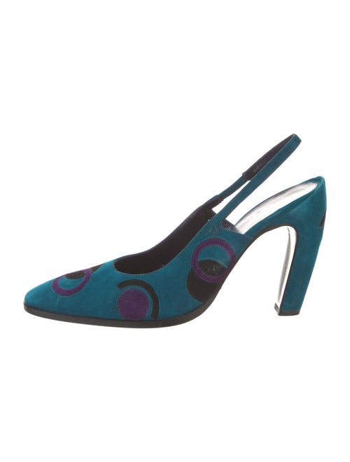 Fendi Suede Graphic Print Slingback Pumps