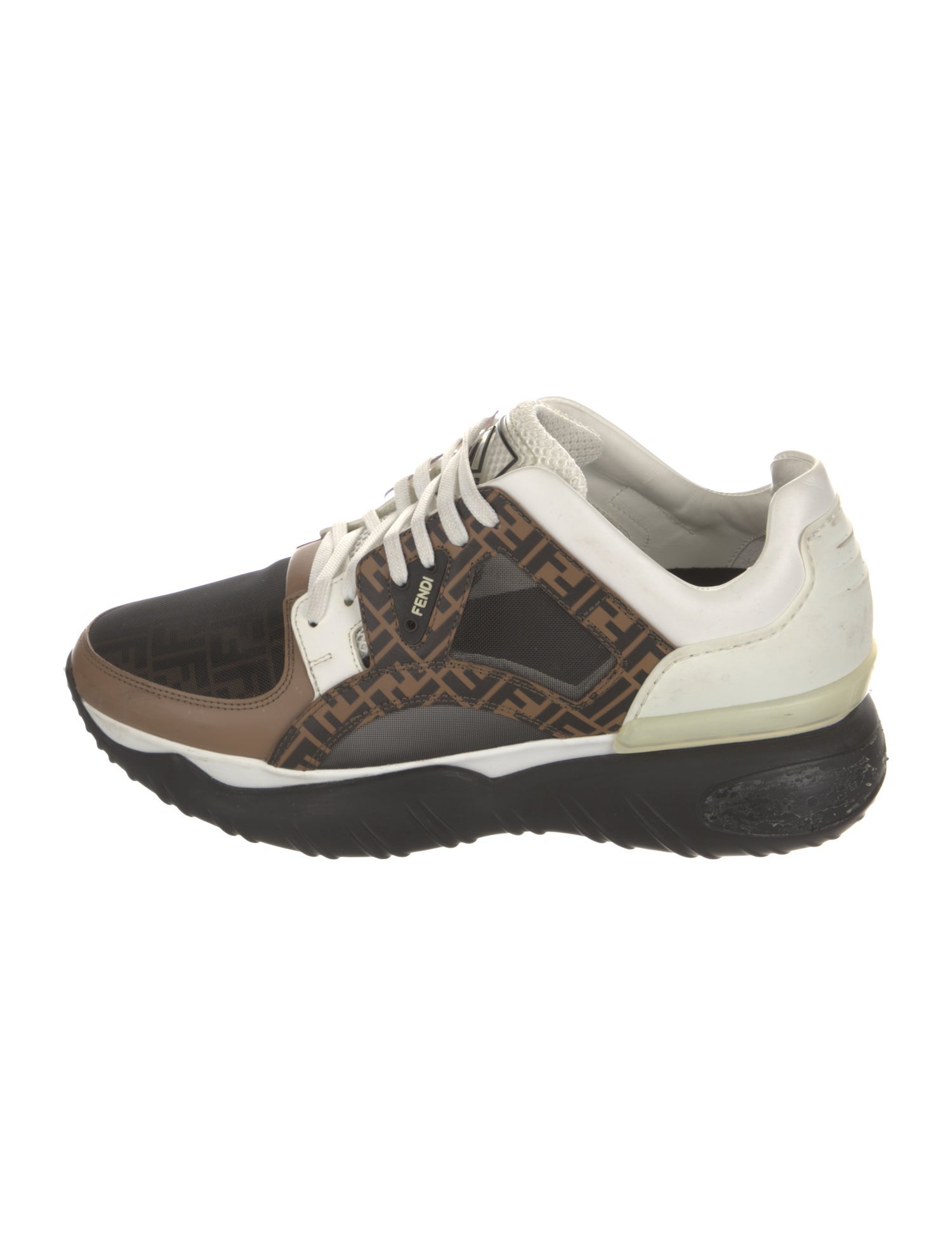 Fendi Zucca FF Logo Leather Athletic Sneakers